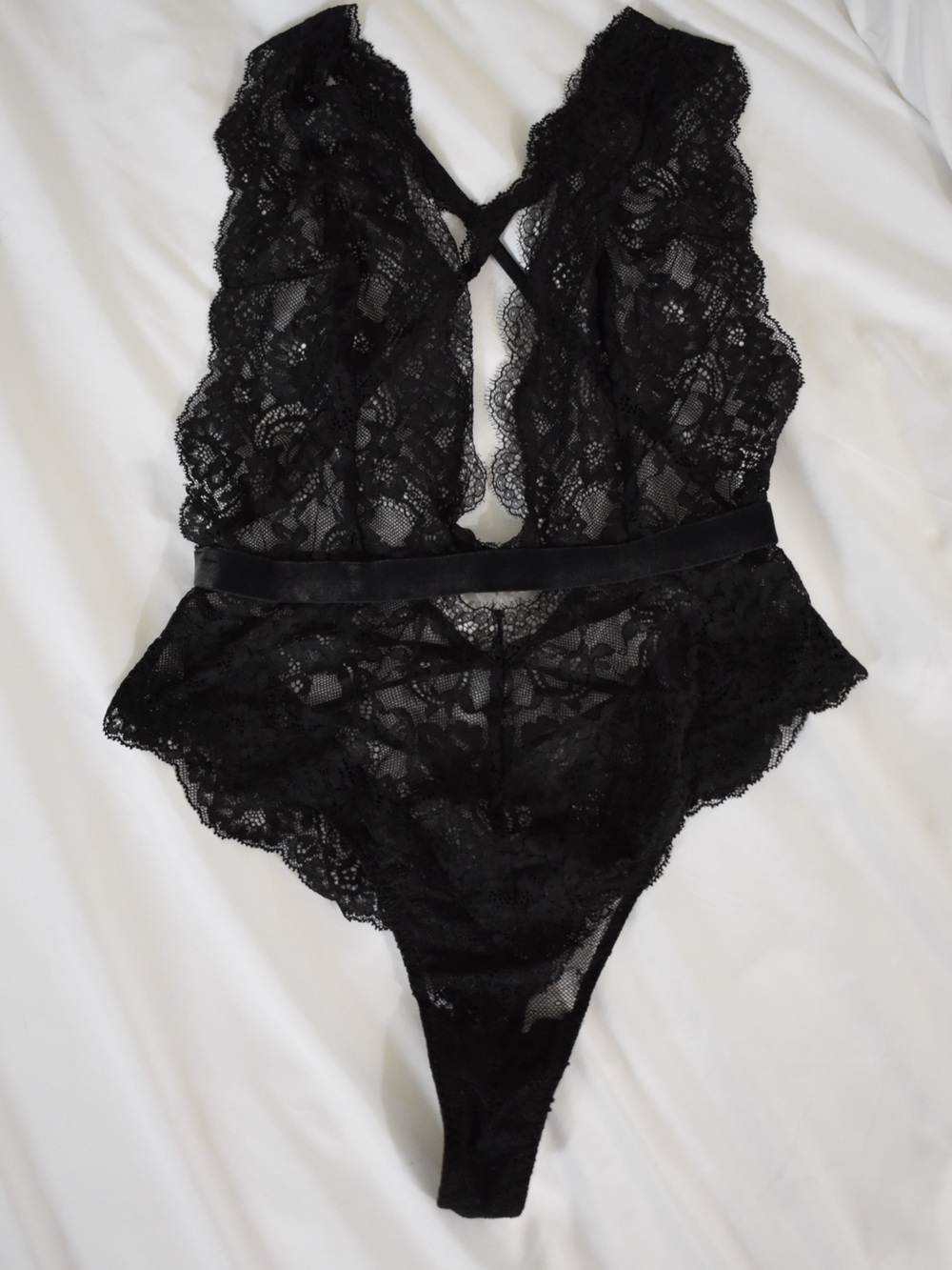 Victoria's Secret Black Lace Plunge Teddy